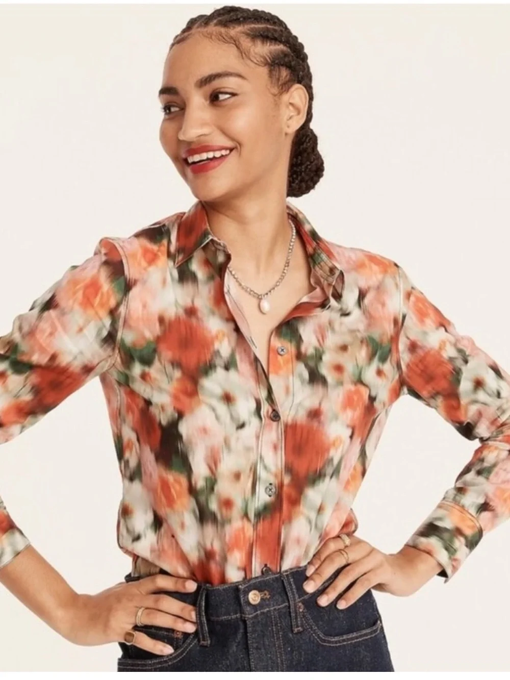 J. Crew Liberty Hazy Days Button Shirt Women's Size 6 Slim Fit Cotton Floral Top